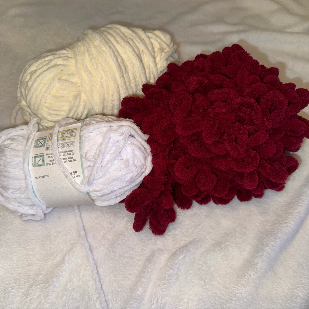 Red and White Yarn Bundle